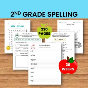 Feuilles d'exercices d'orthographe en 2e année : 36 semaines d'activités quotidiennes (téléchargement numérique)