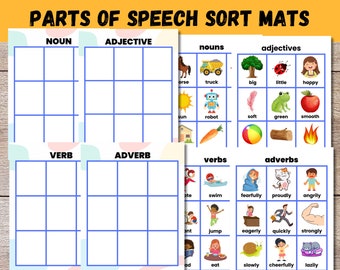 Parts of Speech Sorting Mats: Montessori Grammar Activity (Printable)