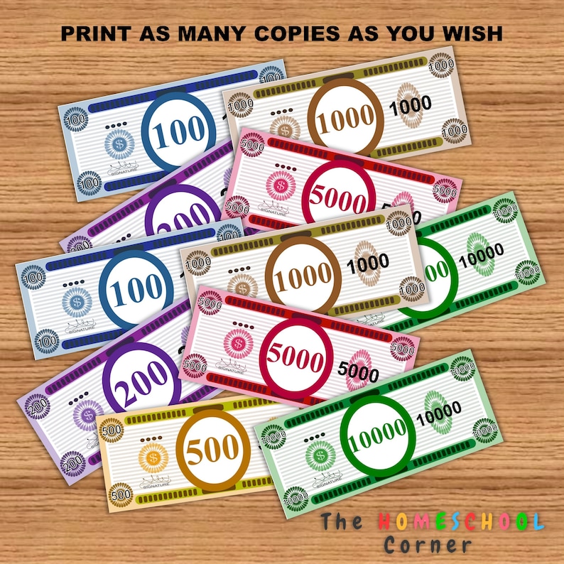 Printable Play Money, Custom Play Money, Party Money, Pretend Money