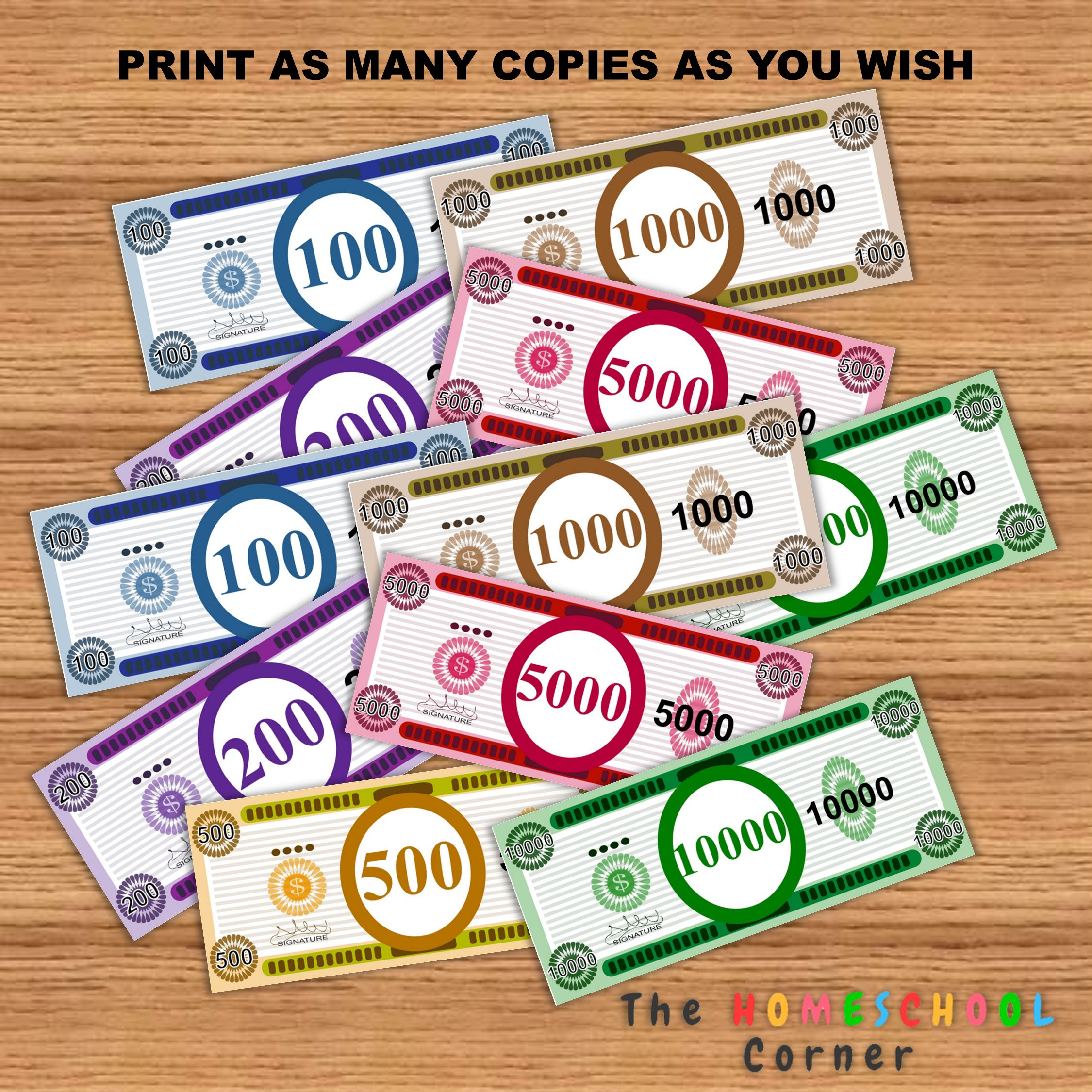 Printable Play Money, Custom Play Money, Party Money, Pretend Money, Fake Money, Learn Money ...