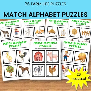 Rompecabezas del alfabeto para niños, Juego del alfabeto, Aprendizaje del alfabeto, Hojas de trabajo del alfabeto de la A a la Z, Emparejamiento del alfabeto, Práctica del alfabeto, Alfabeto Montessori