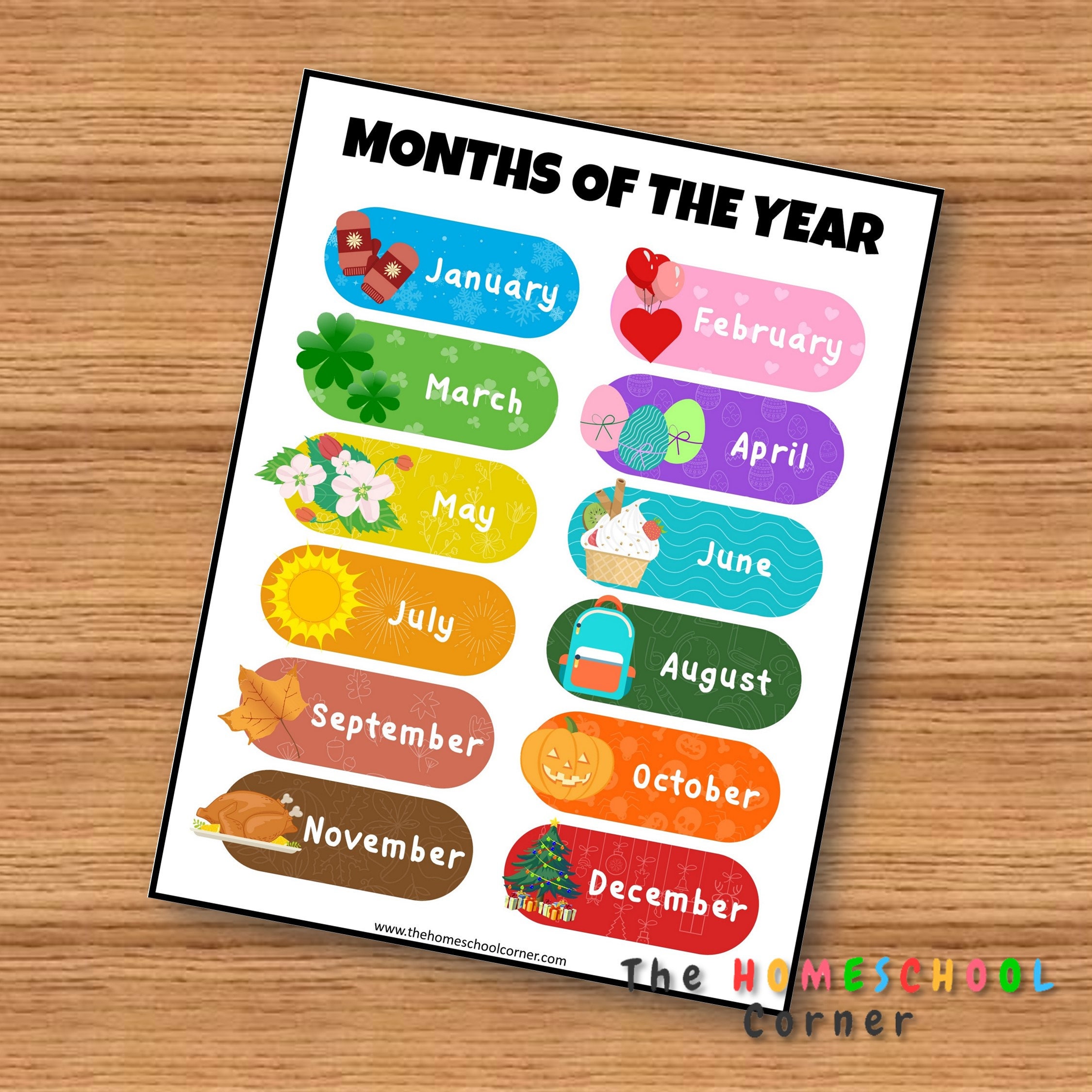 Months of the Year Printable 12 Months Poster Classroom Etsy Canada