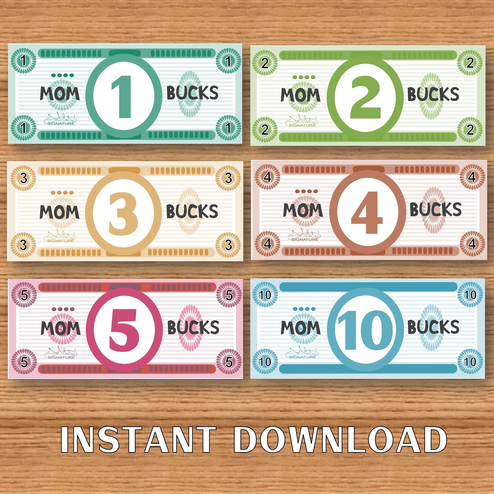 Mom Bucks Printable Chore Chart Money Reward System Kids Etsy