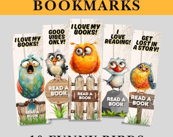 Funny Birds Printable Bookmarks: Whimsical Designs (PDF)