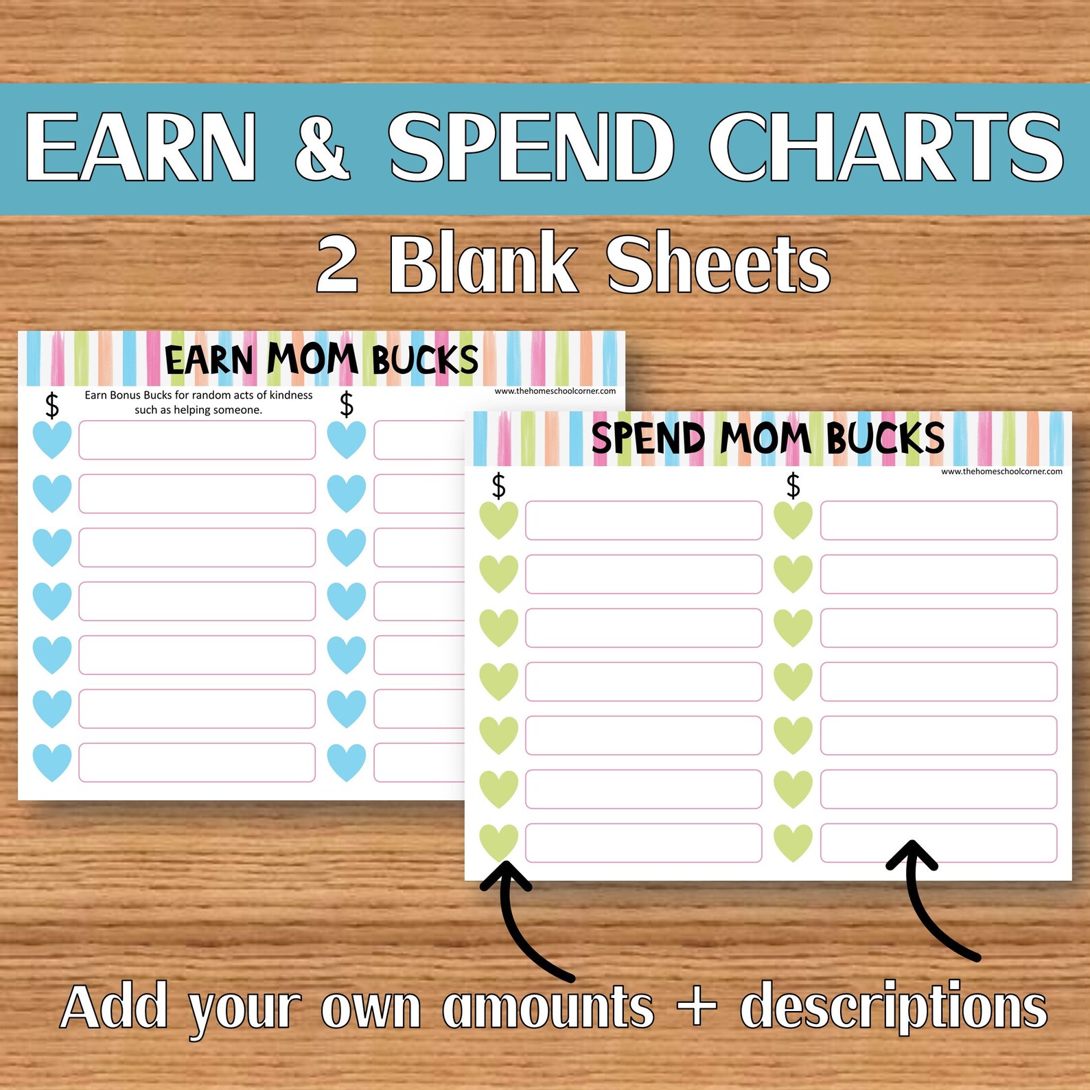 Mom Bucks Chore Chart & Bucks Printable Reward System (PDF) Etsy