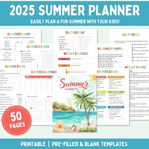 Summer Planner for Kids 2025 Bundle, Summer Camp at Home, Kids Summer Schedule, Summer Bucket List, Summer Calendar, Summer Activity Ideas