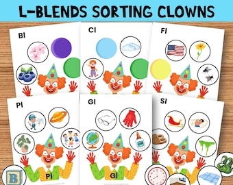 L-Blends Sorting Activity, Initial Consonant Blends Bl Cl Fl Gl Pl Sl, Beginning Sounds, ESL Printables, Montessori Materials, Language