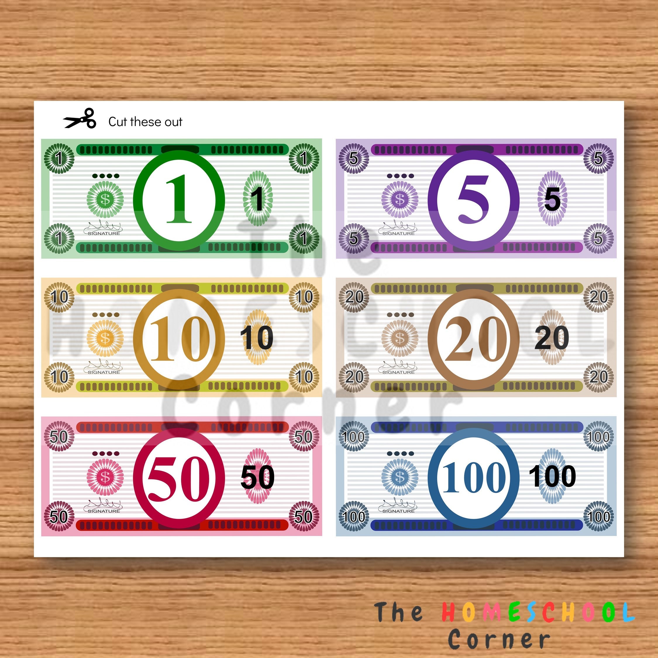 Printable Play Money, Custom Play Money, Fake Classroom Money, Pretend