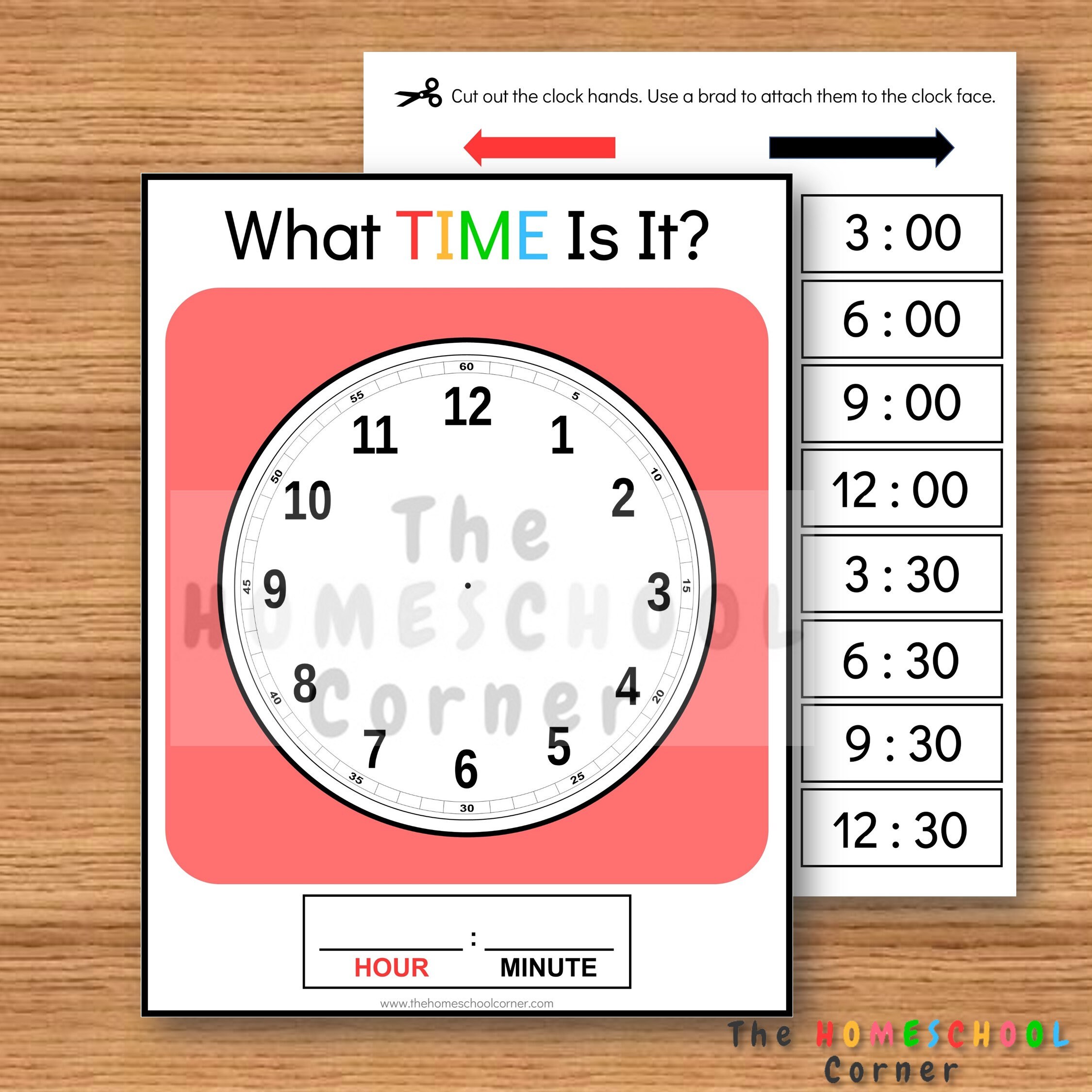 Telling Time Clock Face Printable Classroom Clock Learn to Etsy Australia