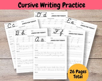 Cursive Writing Practice Worksheets: Jokes of the Day (PDF)