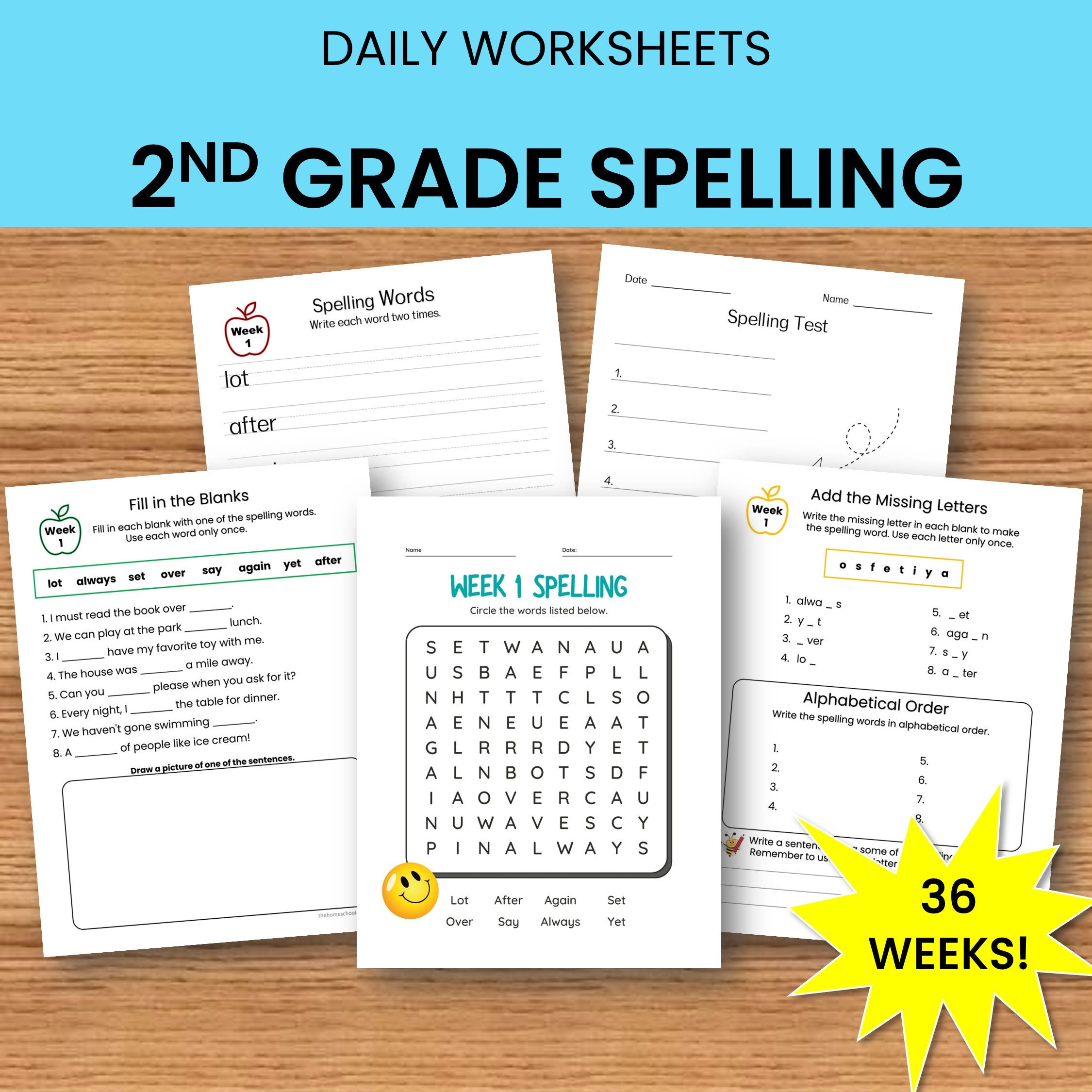 36 Weeks of Spelling for 2nd Grade, Daily Activities, Includes ...