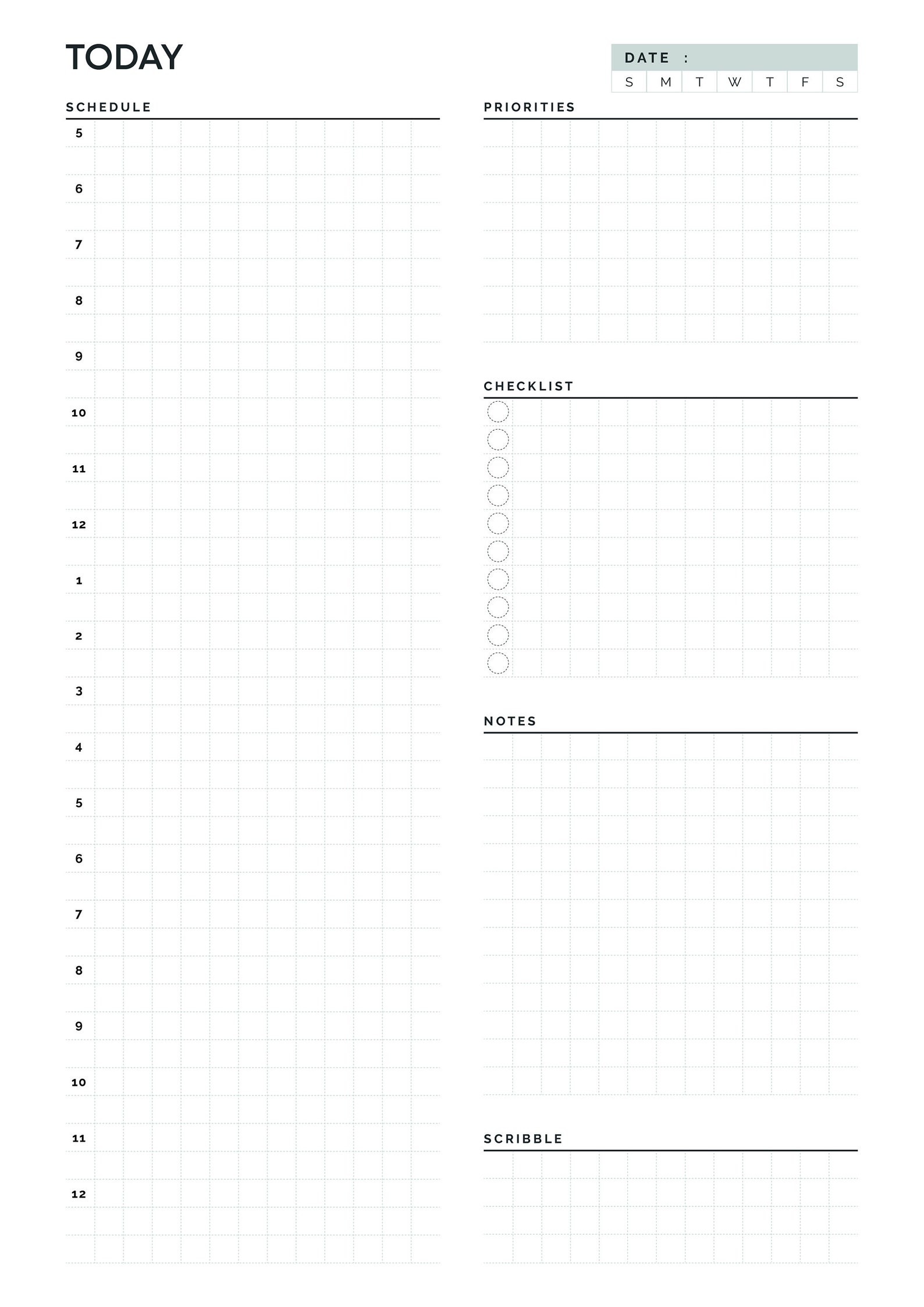Daily Planner, Printable Half Sizeletter Inserts, Daily Planners and ...