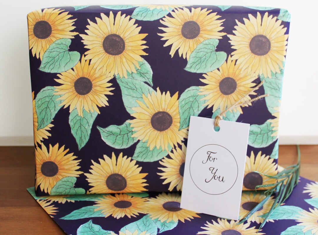 Eco Sunflower Wrapping Paper Etsy