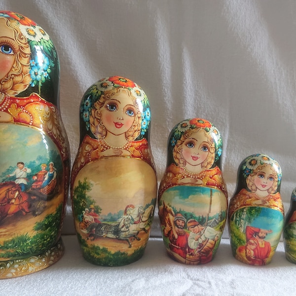 Collectible nesting doll "TROYKA D'ETE" 7 pieces