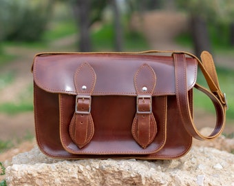 Leather Satchel Bag Vintage Style Leather Shoulder Bag Crossbody Cow Leather Handbag Leather Messenger Bag Back to School Gift for All