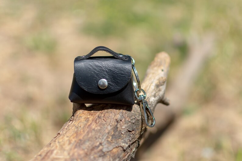 Green Leather Keychain ,Mini Bag Fob, 100% Genuine Leather ,Leather Keychain,Handmade Leather Gift image 7