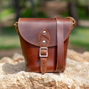 Mini sac à bandoulière en cuir, sac panier, cuir véritable, mini sac à main fait main, cadeau pour fille/femme