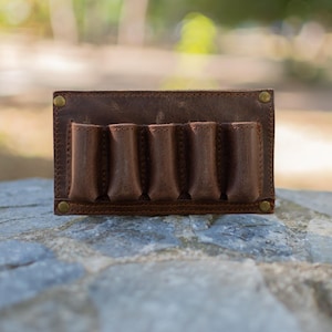 Hunting Leather Pouch, Cartridge Holder For Belt Loop, Ammo belt Pouch for Cartridge -Choke,Belt Slide Rifle,12 Cal,handmade in Greece