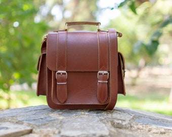 Small Size Camera Bag, Leather Bag, Messenger bag, Shoulder Bag, Travel satchel, Handmade Greek Bag, unisex bag, handbag, travel bag, gift