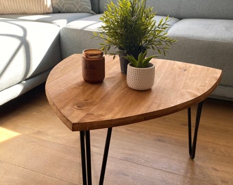 Wooden half surfboard coffee table