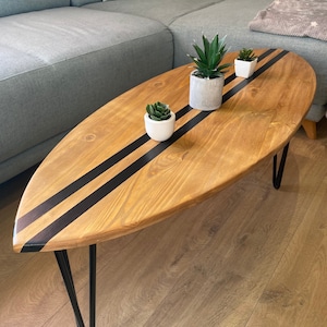 Wooden surfboard coffee table