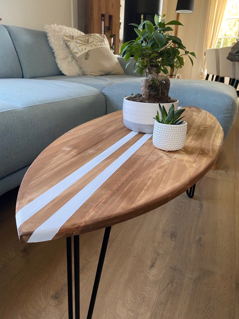 Table basse bois planche de surf image 2