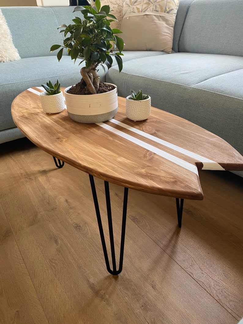 Table basse bois planche de surf image 1