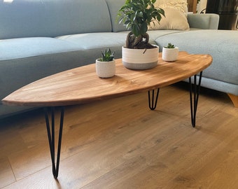 Wooden surfboard coffee table