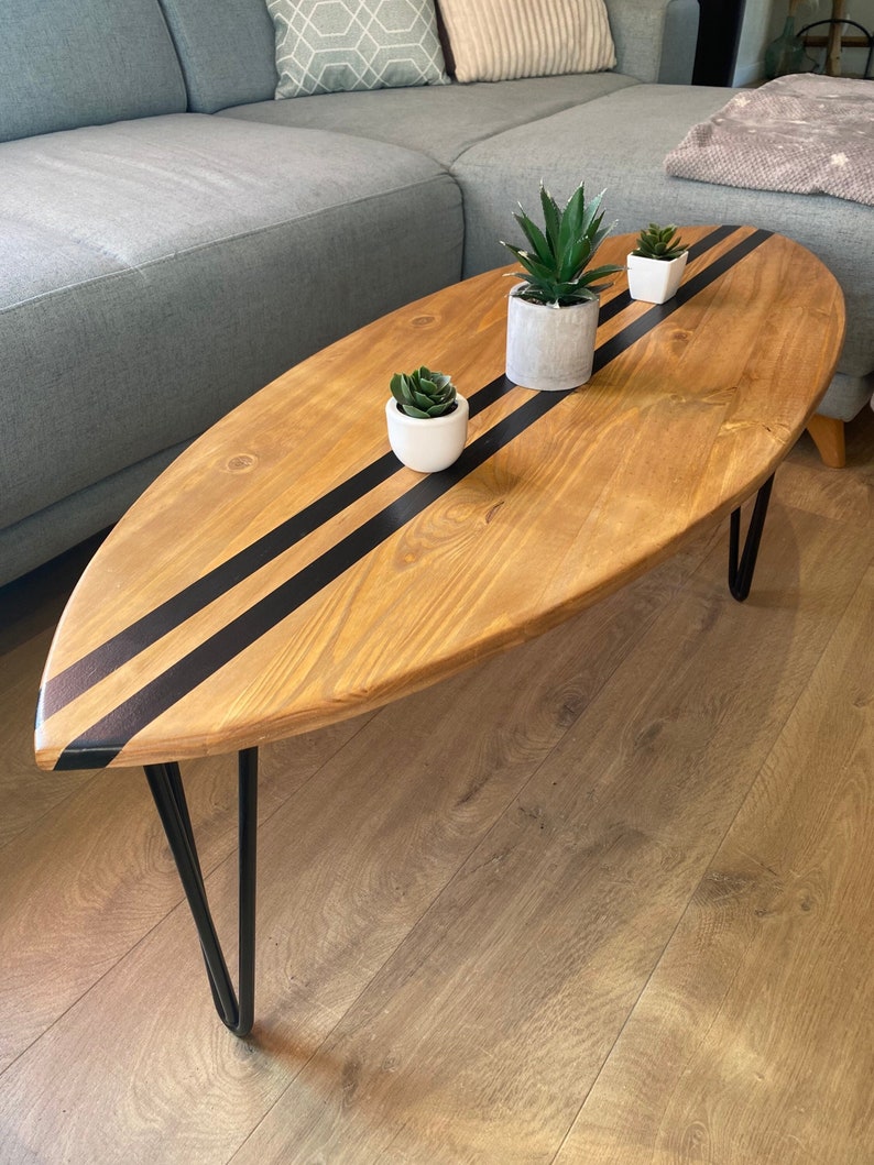 Table basse bois planche de surf image 1