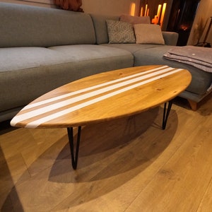 Wooden surfboard coffee table