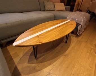 Table basse bois planche de surf
