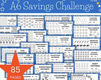 A6 Savings Challenge Bundle: 75+ Money Trackers (Digital Download)