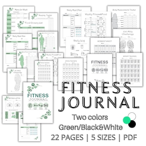 Fitness Journal, Fitness Fit, Steps Tracker, Mile Challenge, Sleep Tracker, Oefeningen, Workout Tracker, Fitness Tracker, Afdrukbare PDF-pagina