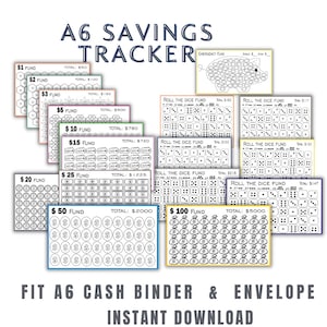 A6 Spar-Tracker, Spareinlagen, druckbare Spar-Challenge, A6 Kassenmappe & Umschlag, 6x3,5-Zoll-Finance-Planer, druckbares PDF