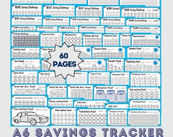 A6 Saves Challenge Tracker Bundle: 60 Seiten (Digitaler Download PDF)