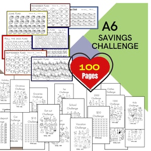 A6 Savings Challenge: 100 Page Printable Bundle (Digital Download PDF)