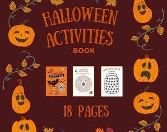 A4 Halloween-aktivitetsbok, 8 sidor med läskig fu, kreativ bok för barn, pdf