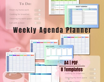 Printable Weekly Planner, Tracker: A4 PDF Templates