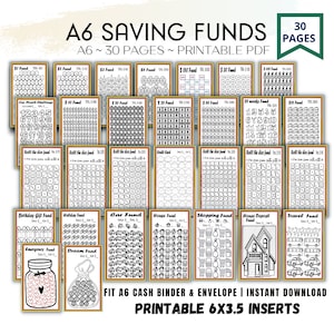 A6 Savings Funds, Tracker, funds bundle, Printable Savings Challenge, A6 Cash binder & Envelope, 6x3.5 inch Finance Planner, Printable PDF