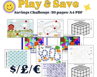 Spaargame-uitdaging, A6 Saving tracker-bundel, Savings Challenge, Budget, Finance Planner, Digital GoodNotes, euro, pond.dollar,