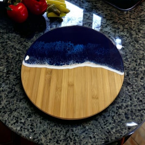 Blue Ocean Waves Lazy Susan Charcuterie Board