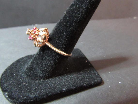 Antique Ruby Ring - 1920's Ruby and Diamond Ring … - image 4