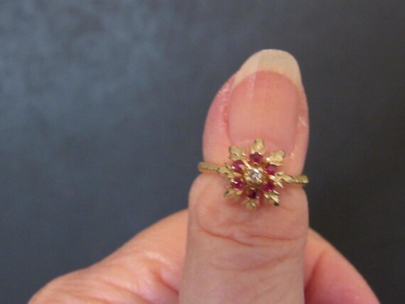 Antique Ruby Ring - 1920's Ruby and Diamond Ring … - image 6