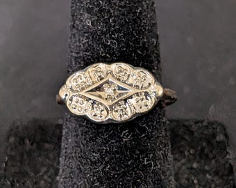 Vintage Diamond Ring - 14K Diamond Jewelry - Petite Diamond Ring   Dh