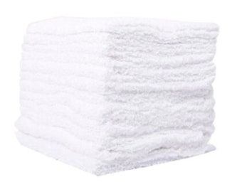 12 PCS 100% Cotton White  MULTIPURPOSe CLEANINg TOWELs FOR COMMERCIAL 33X 33CM.