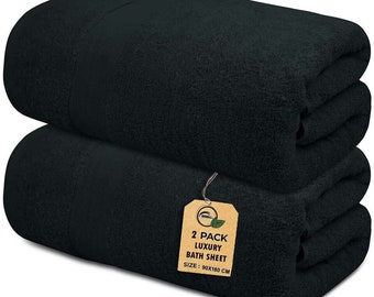 Bath Towels set pack of 2 Made with 100% Egyptian cotton (600 GSM), extra large & plush beach towel Sheets by 90x180cm