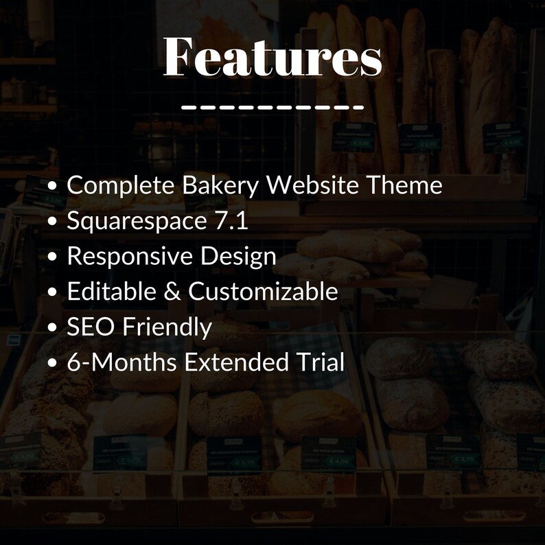Bread Talk Bakery Squarespace site Template Etsy