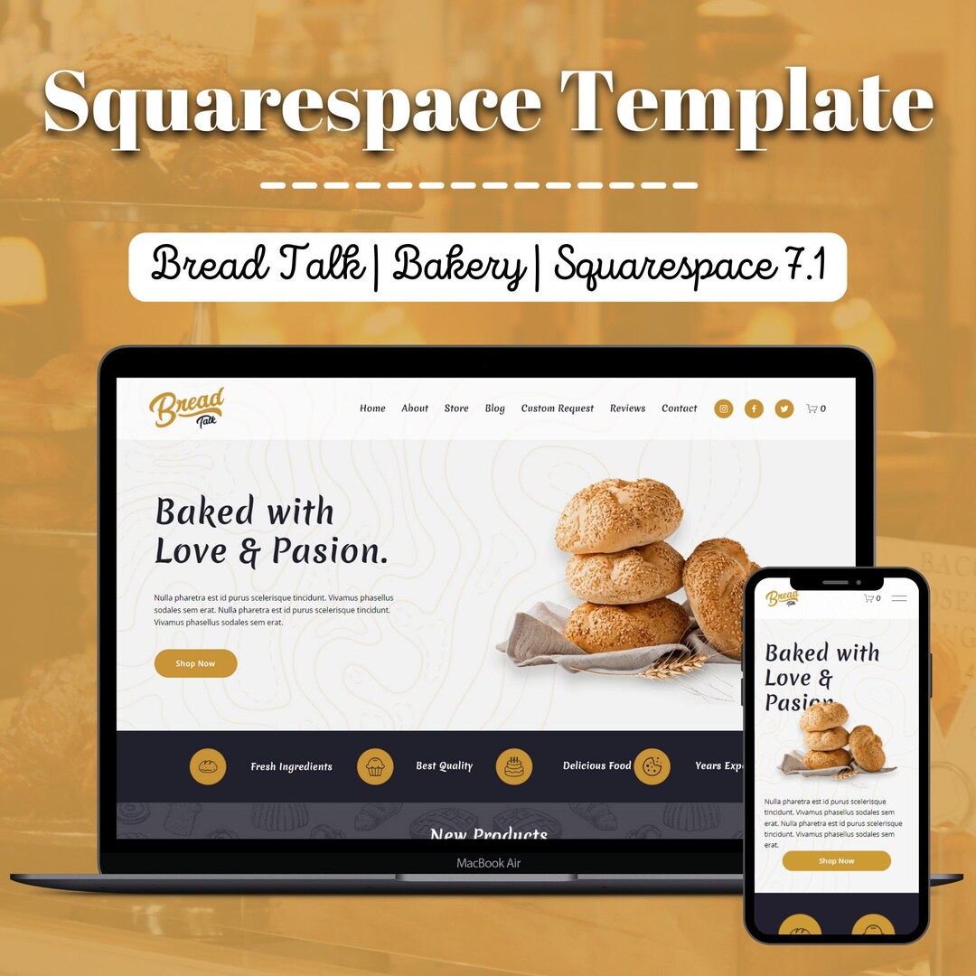 Bread Talk Bakery Squarespace site Template Etsy