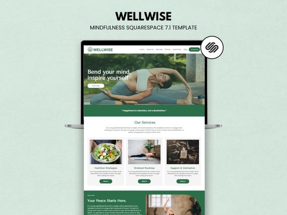 Squarespace 7.1 Wellness Website Template for Yoga & Meditation Coaches, DIY Small Business Website