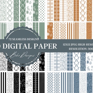 80 Boho Digital Papers, Boho Scrapbook Paper, Boho Backgrounds, Boho Patterns, Commercial Use Digital, Cute Boho